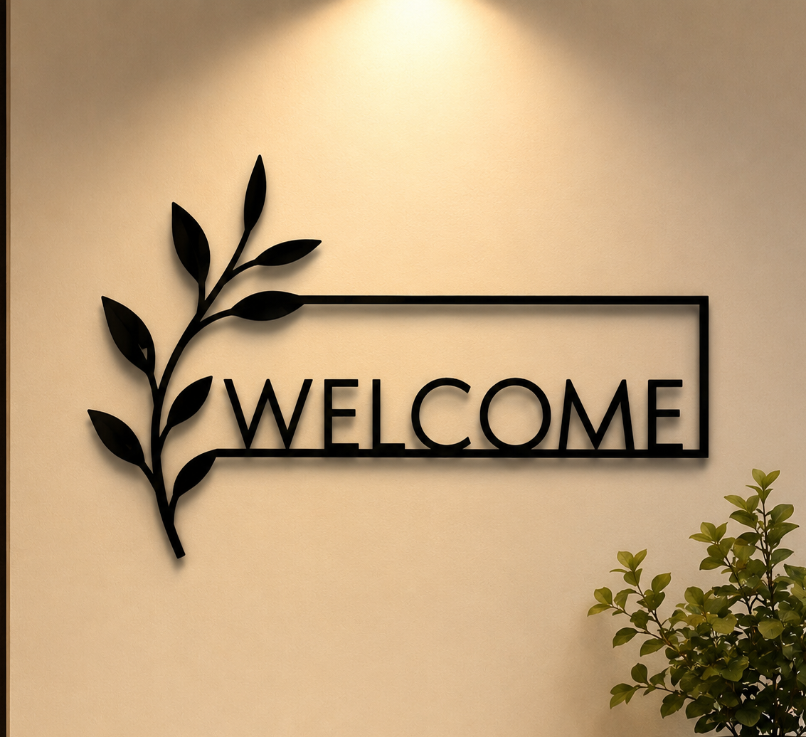 Welcome Acrylic Black Wall Decor