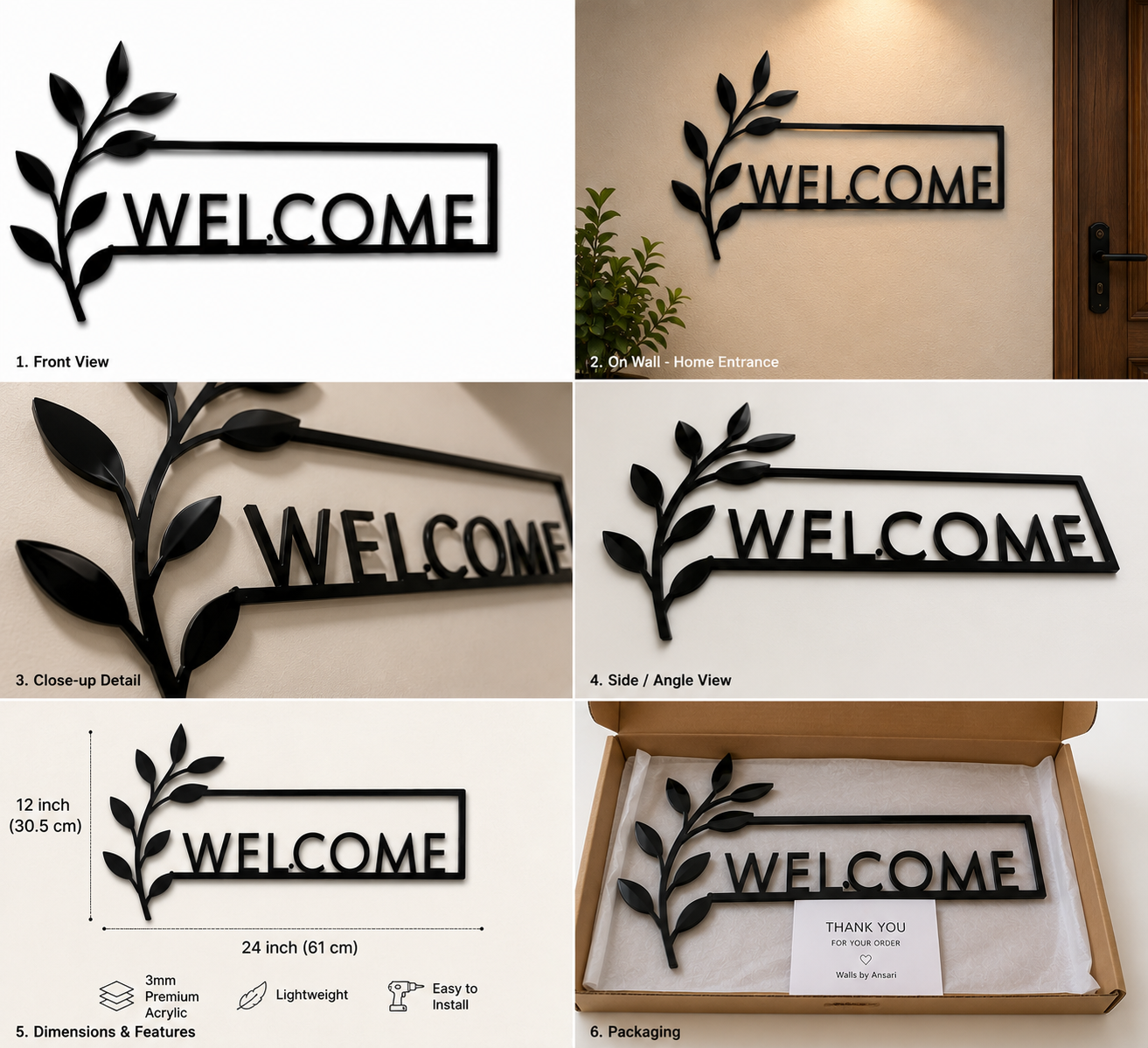 Welcome Acrylic Black Wall Decor