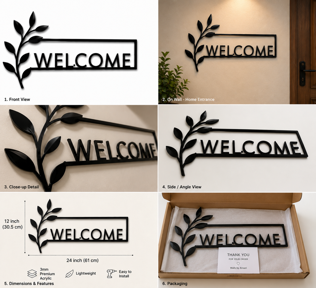 Welcome Acrylic Black Wall Decor